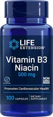 Vitamin B3 Niacin 500mg - 100 Capsules