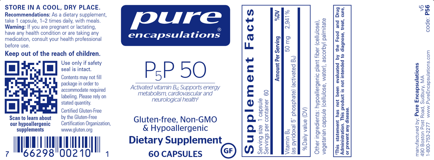 P5P (Vitamin B6) 50mg - 60 Capsules